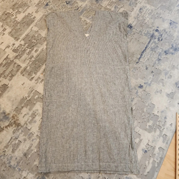 Day Space Night 100% linen grey blue white stripe dress one size medium - Picture 7 of 13